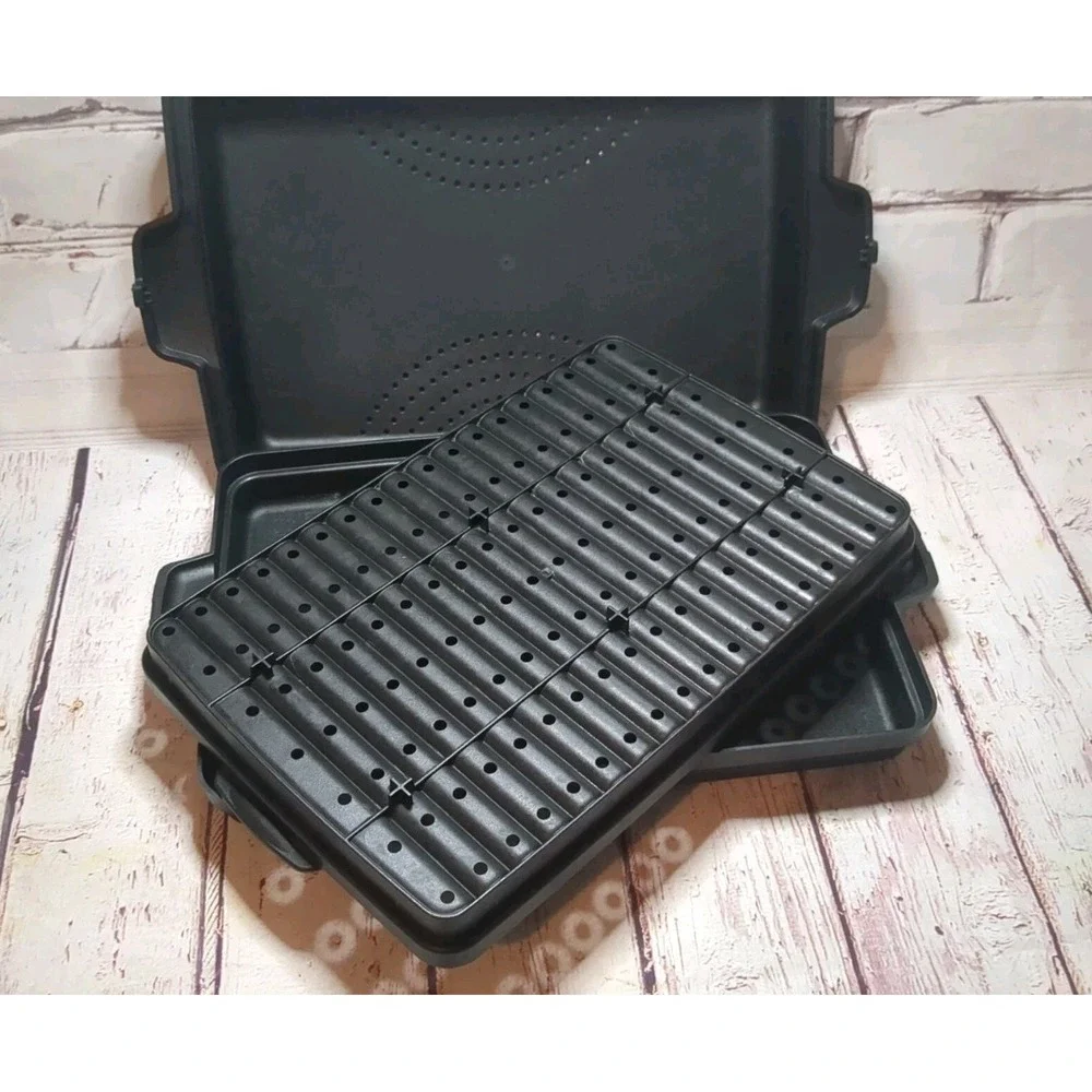 The Pampered Chef Black Shallow‎ Rectangle Microwave Cooker Bacon Steamer #1146